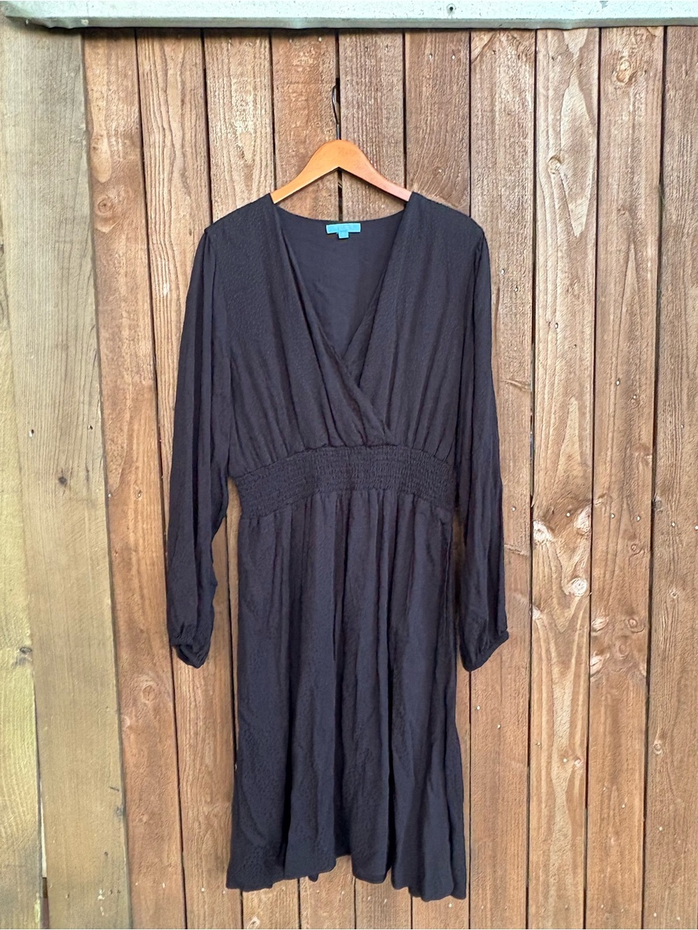 Draper James Black Spotted Peasant Sleeve Wrap Midi Dress